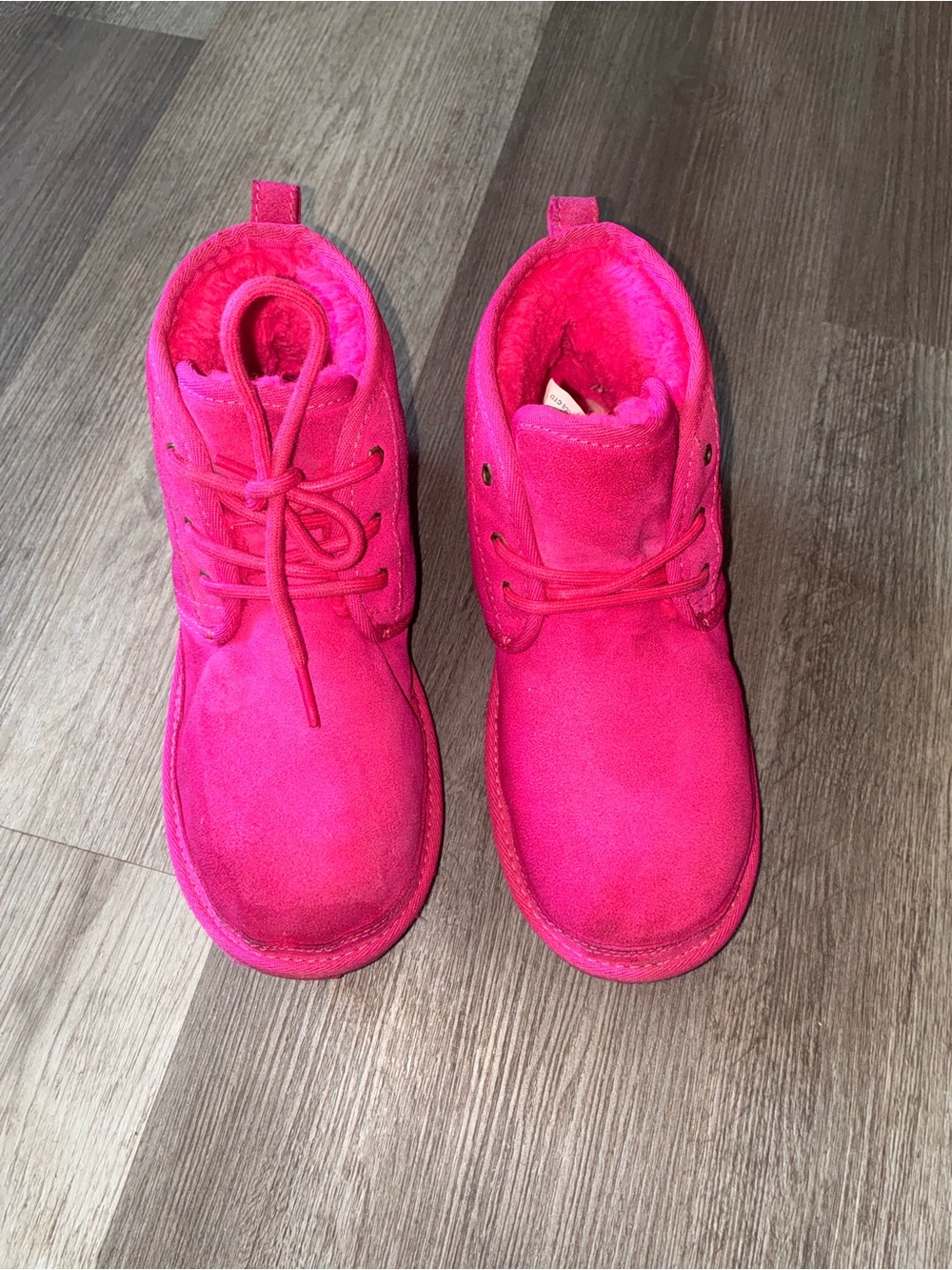 UGG Kids Hot Pink Lace-Up Fleece Boots kids size 4